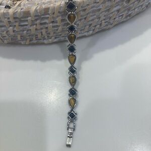 Vintage Avon Silver and Brown Gemstone Bracelet